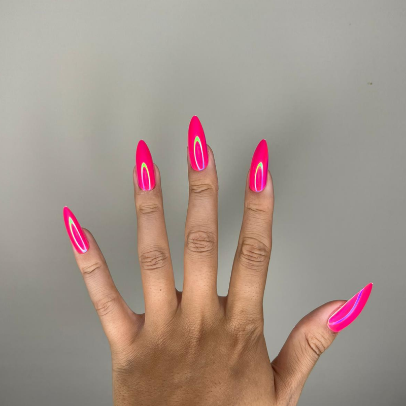 Press On Chrome Blush Pink Stiletto Nails