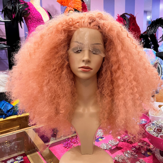 Nicola Dusty Pink Long Wavy Curl Synthetic Lace Front Wig