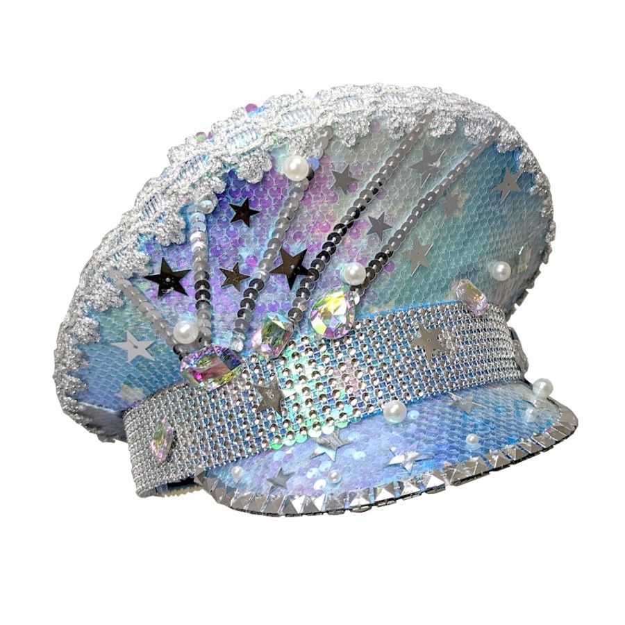 Turquoise Festival Cap with Silver Stars