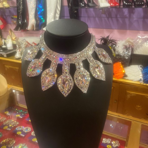 Silver Glitter Plastic Jewel Flexi Necklace