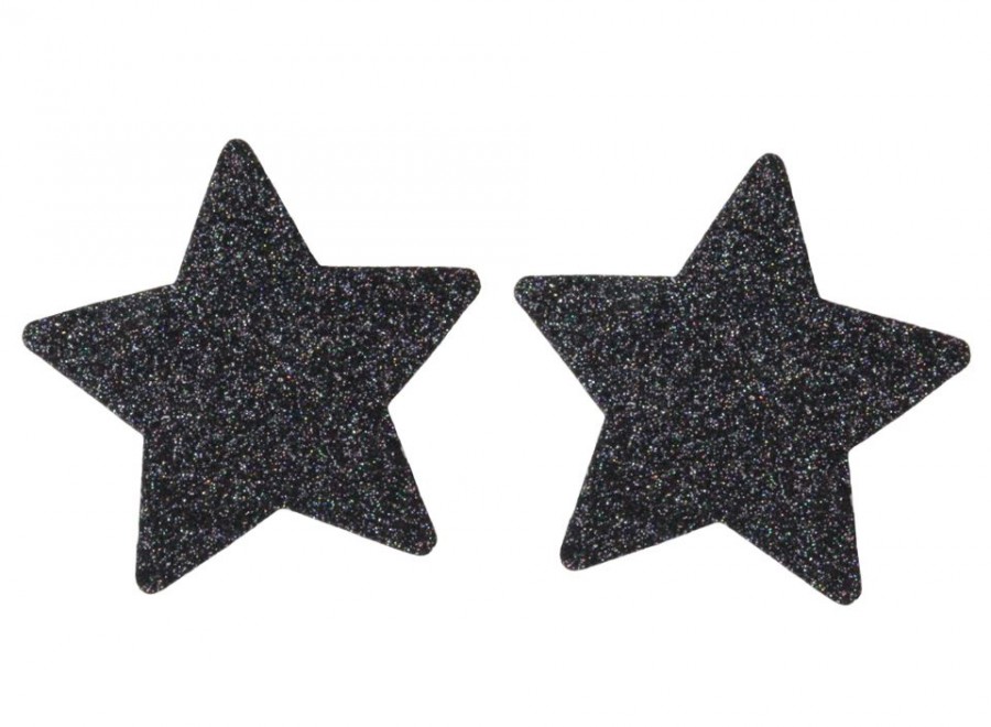 Black Star Shaped Glitter Pasties