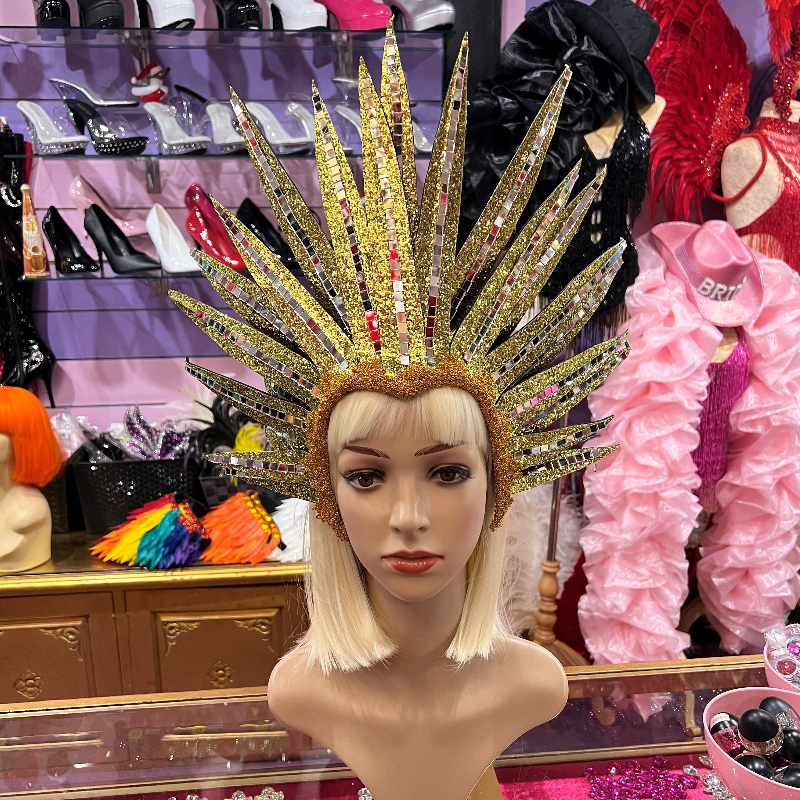 Gold Glitter Mirror Spike Headpiece