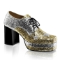Glamrock 02 Stacked Platform Shoe Silver-Gold Glitter Oxford Funtasma Glamrock 02 Stacked Platform Shoe Silver-Gold Glitter Oxford Funtasma
