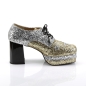 Glamrock 02 Stacked Platform Shoe Silver-Gold Glitter Oxford Funtasma Glamrock 02 Stacked Platform Shoe Silver-Gold Glitter Oxford Funtasma