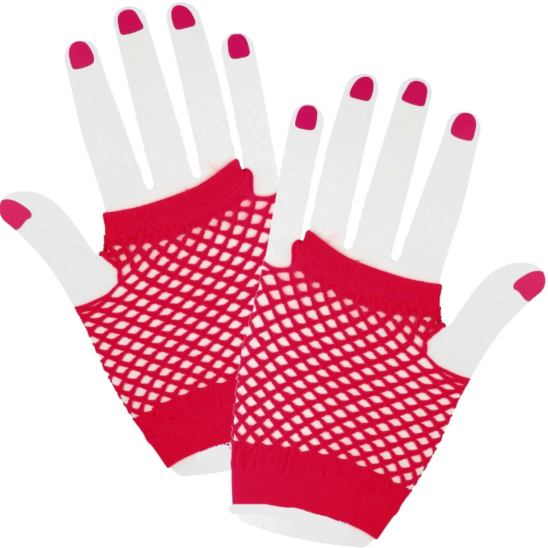 Red Fishnet Fingerless Wrist Gloves