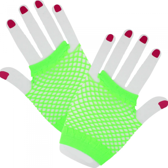 Lime Green Fishnet Fingerless Wrist Gloves