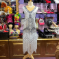 White and Silver Vintage Deluxe Gatsby Stretch Fringe Dress White and Silver Vintage Deluxe Gatsby Stretch Fringe Dress