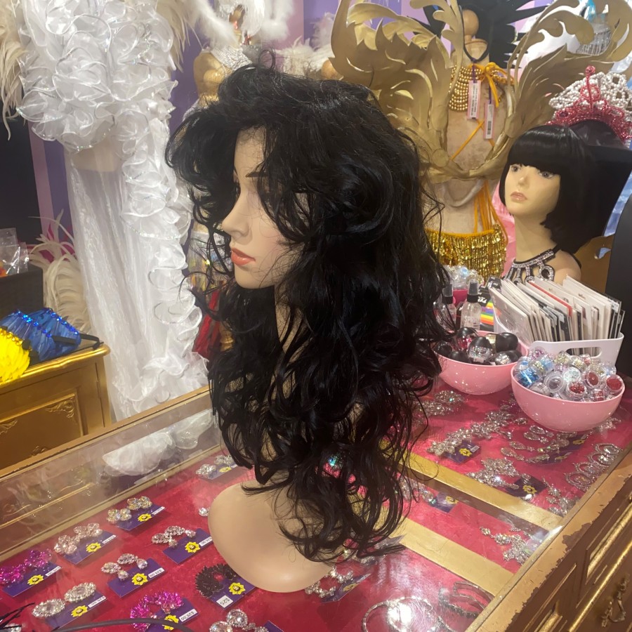 Sandy Black Long Synthetic Wig