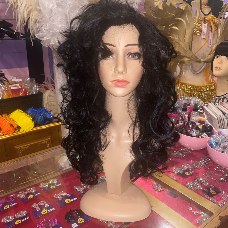 Sandy Black Long Synthetic Wig