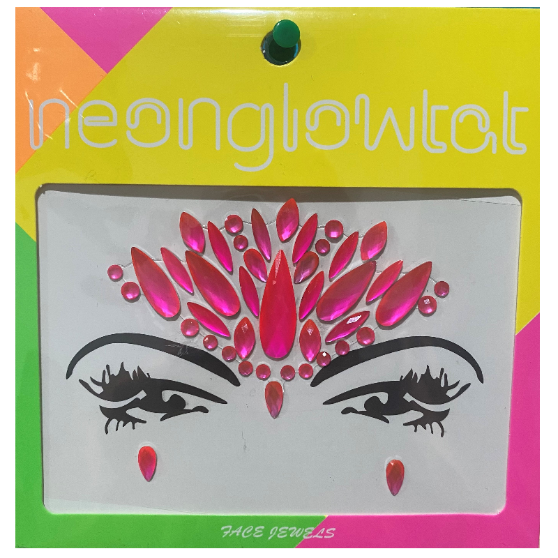 Pink Neon Glow Face Jewels-3