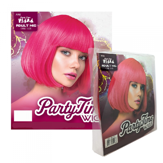 Hot Pink Short Synthetic Party Wig
