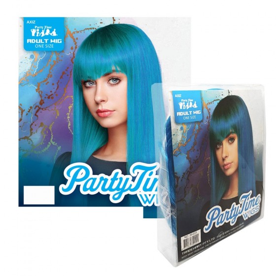 Aqua Long Synthetic Party Wig