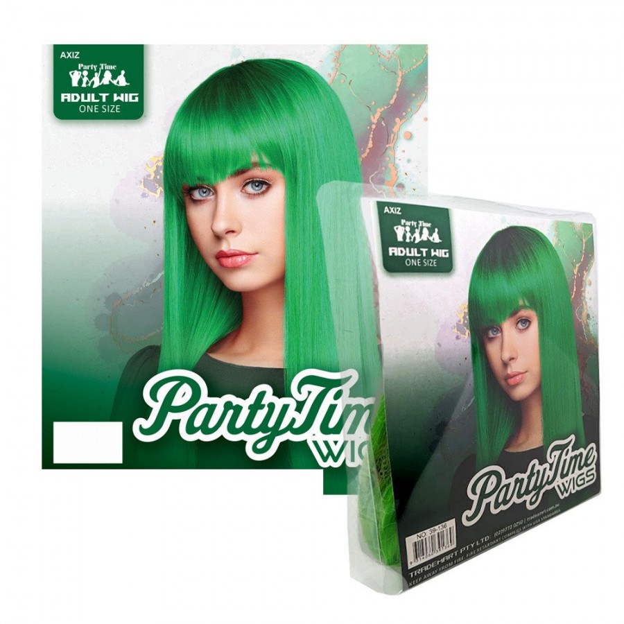 Lime Green Long Synthetic Party Wig