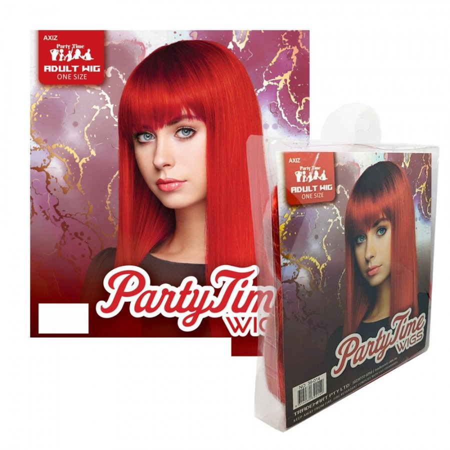 Red Long Synthetic Party Wig