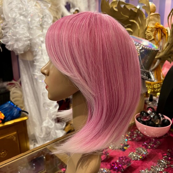 Carmen Cerise Pink and White Mid Length Synthetic Wig