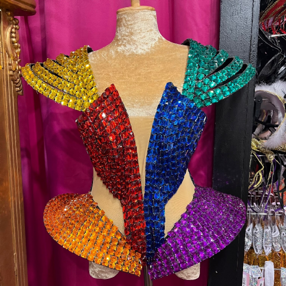Rainbow Diamond Gaga Deluxe PVC Stoned Corset