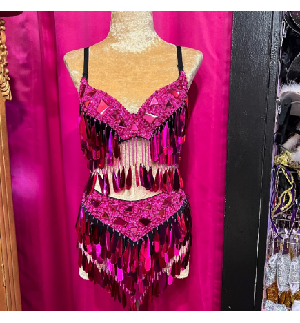 Hot Pink Teardrop Sequin Skirt