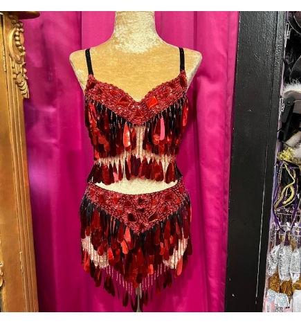 Red Teardrop Sequin Bra