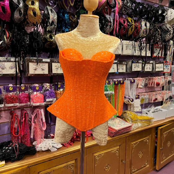 Neon Orange Candy Sequin Corset