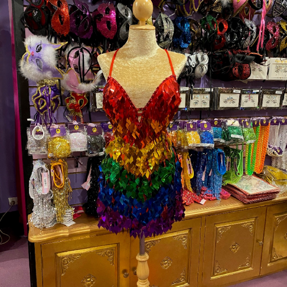 Rainbow Pride Low Back Diamond Cut Sequin Dress