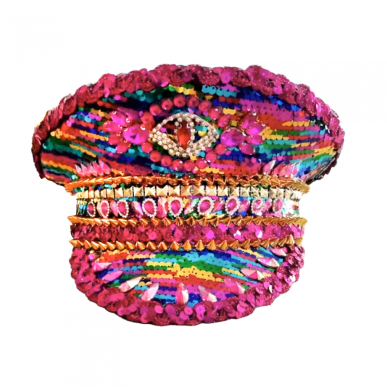 Hot Pink Mixed Sequin Festival Captains Hat
