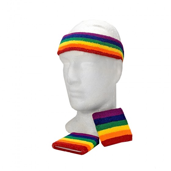 Rainbow Head and Wrist Sweatband Set