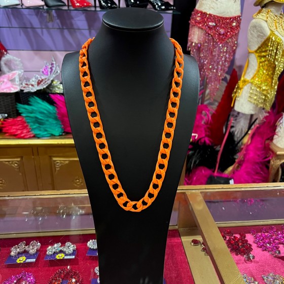 Neon Orange Plastic Chain Necklace
