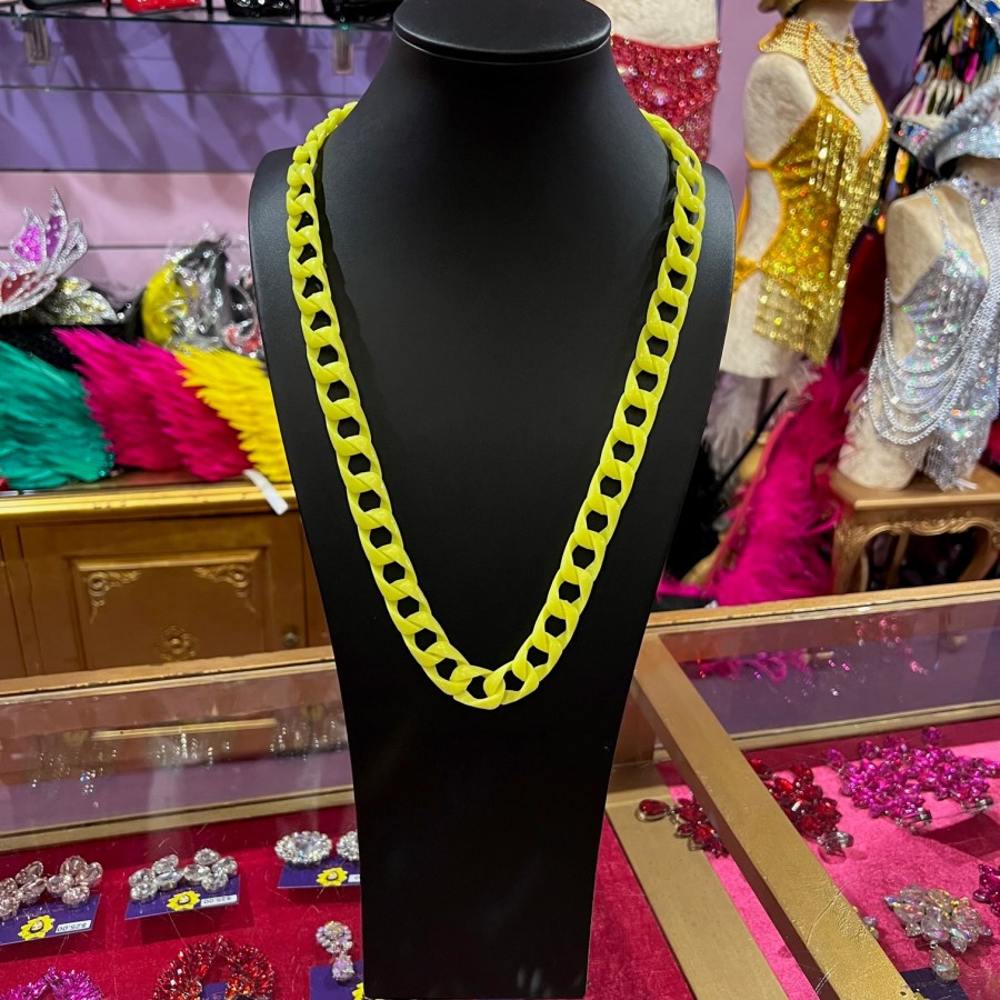 Neon Yellow Plastic Chain Necklace