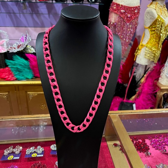 Neon Pink Plastic Chain Necklace