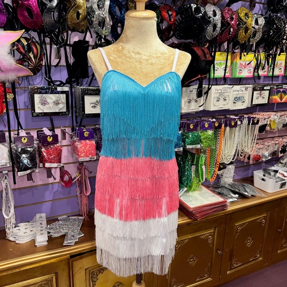 Mixed Pastel Cotton Fringe S-Hem Dress