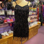 Black Sequin Fringe Straight Hem Dress
