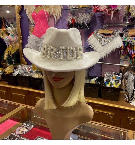 White Velveteen Bride Hat