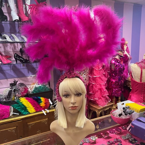 Hot Pink Gatsby Deluxe Feathered Headpiece