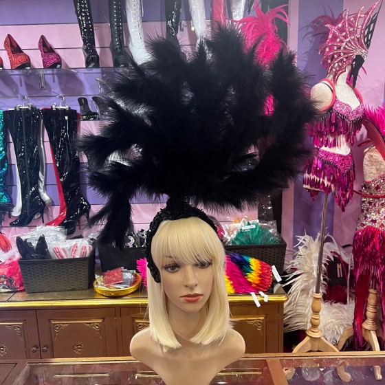Black Gatsby Deluxe Feathered Headpiece