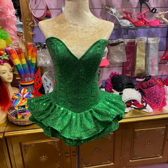 Dark Green Sequin Pixie Dress