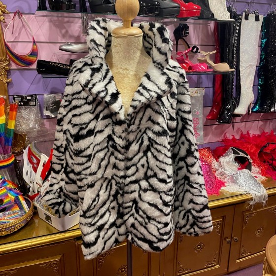 Zebra Fake Fur Coat