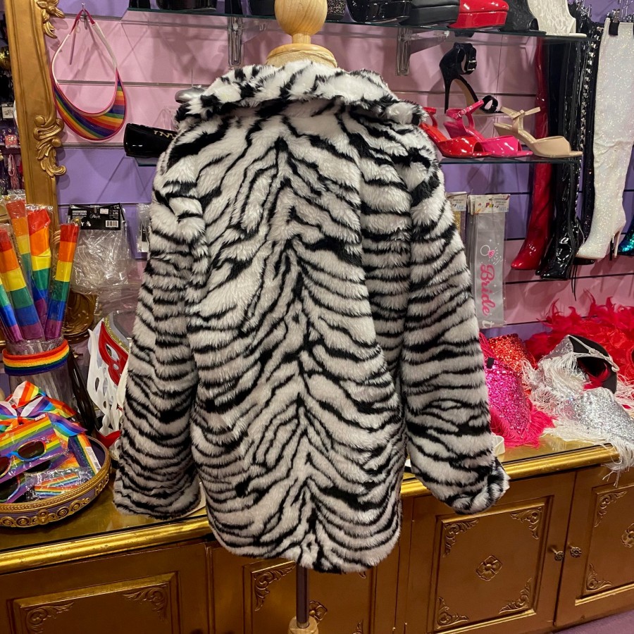 Zebra Fake Fur Coat