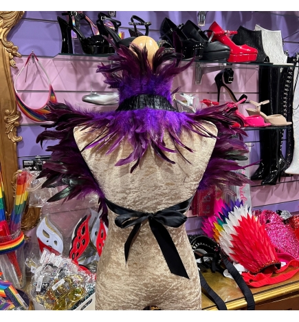 Black and Purple Feather Ribbon Wrap