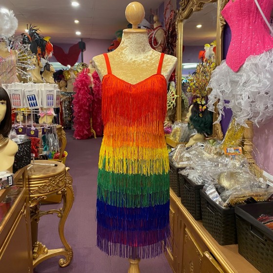 Rainbow Cotton Fringe S-Hem Dress