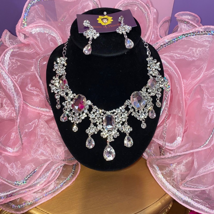 Clear Crystal Diamante Jewellery Set-12