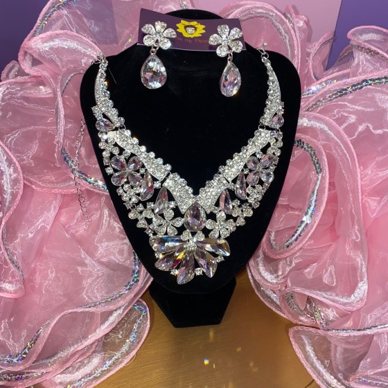 Clear Crystal Diamante Jewellery Set-11