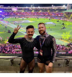 Black-Silver Lycra Bodysuit with Diamante and Silver Beaded Applique