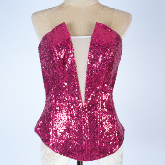 Hot Pink Sequin Burlesque Corset