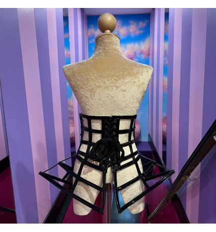 Black Gaga Under Bust PVC Cage Corset