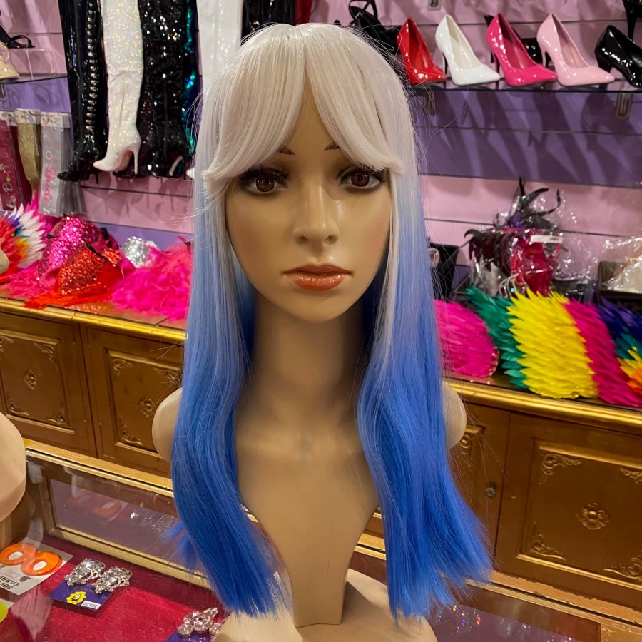 Clara White-Blue Ombre Long Synthetic Wig