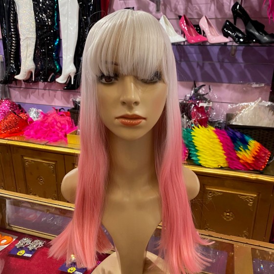 Clara White-Pink Ombre Long Synthetic Wig