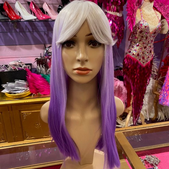 Clara White-Purple Ombre Long Synthetic Wig