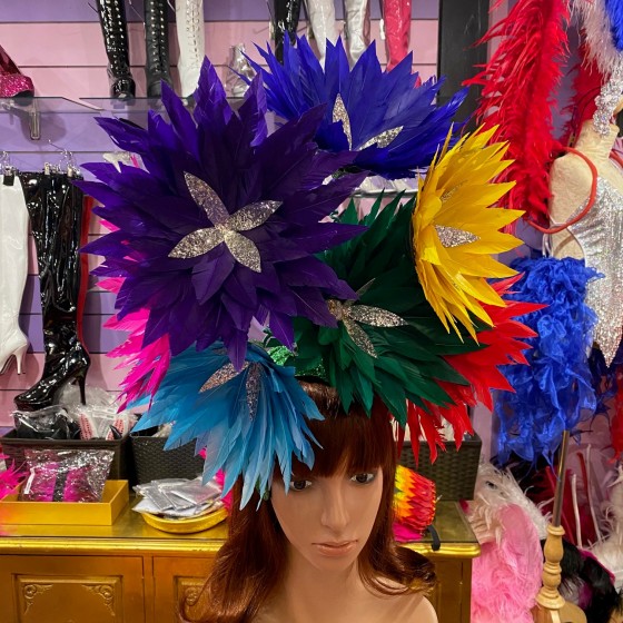 Carnival Feathered Flower Headpiece