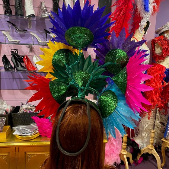 Carnival Feathered Flower Headpiece