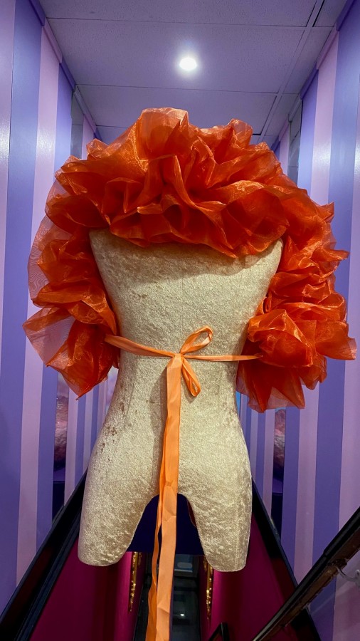 Orange Fluffy Crystal Organza Boa Shoulder Wrap